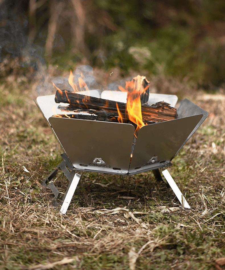 Folding Stainless Steel Camping Fire Pit & Stove simplynest