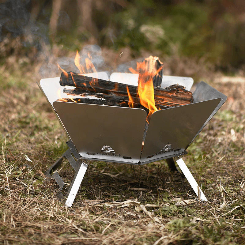 Folding Stainless Steel Camping Fire Pit & Stove simplynest