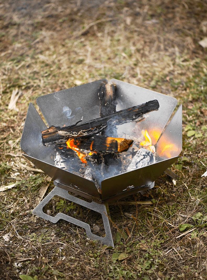 Folding Stainless Steel Camping Fire Pit & Stove simplynest