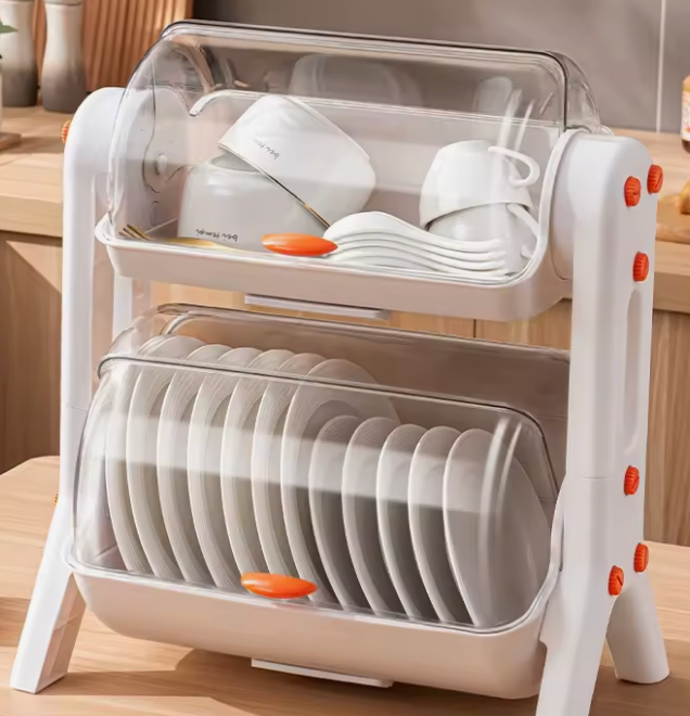 2-Tier Countertop Dish Drying Rack Cabinet simplynest